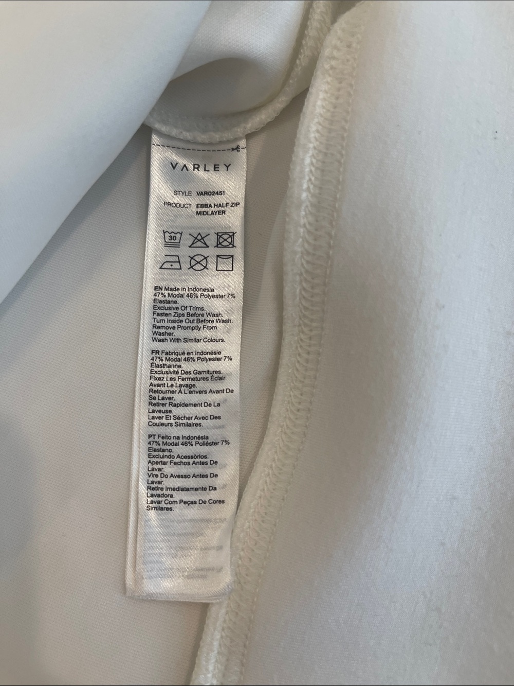 Varley Ebba Half-Zip Sweatshirt White Size Small - Picture 8 of 9